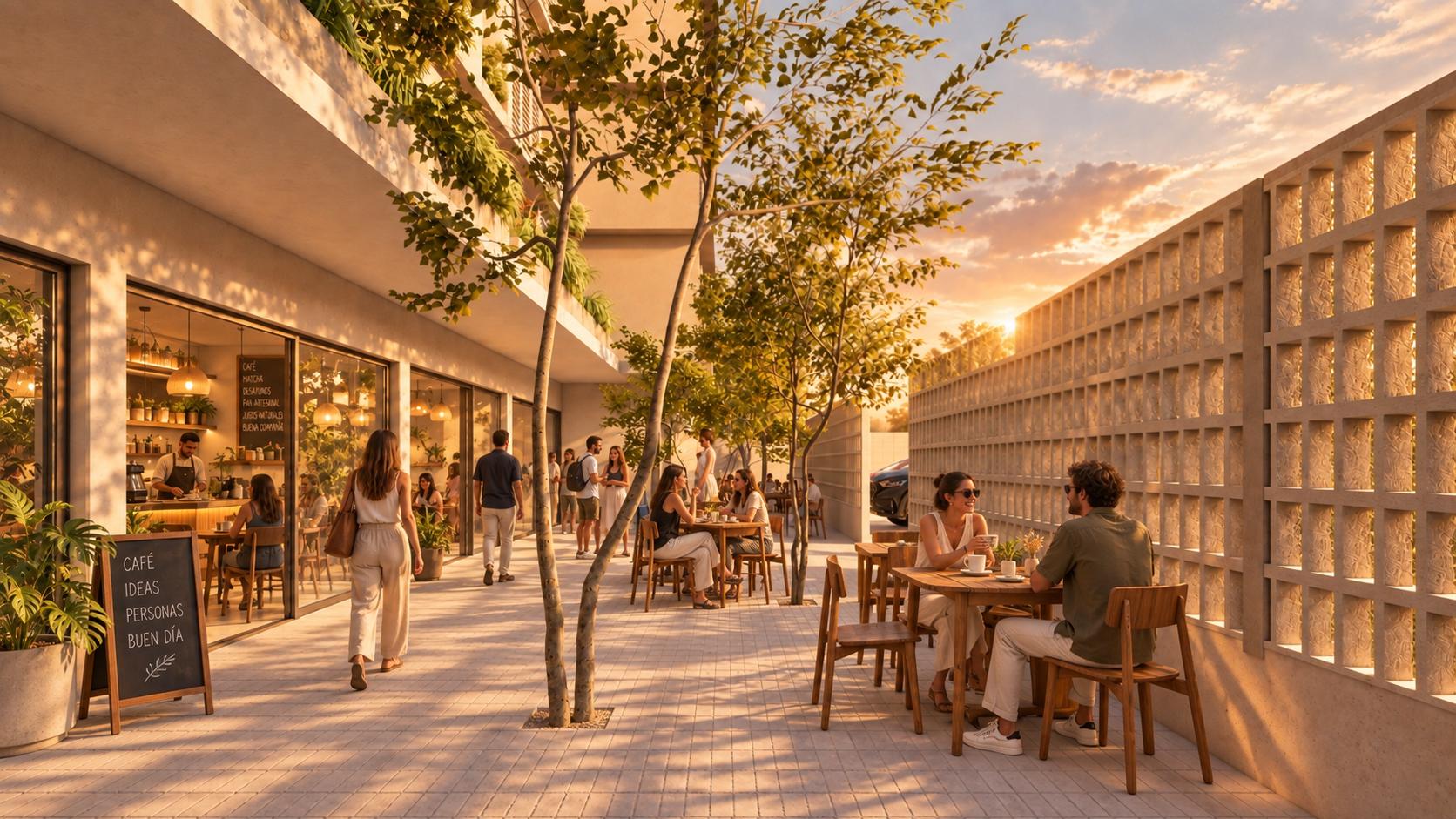 La plaza y café de KOOP
